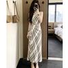 Fashion Striped Dress Women's Summer New Temperament Thin Waist Skirt Fashionable Strap Sleeveless Long Dress