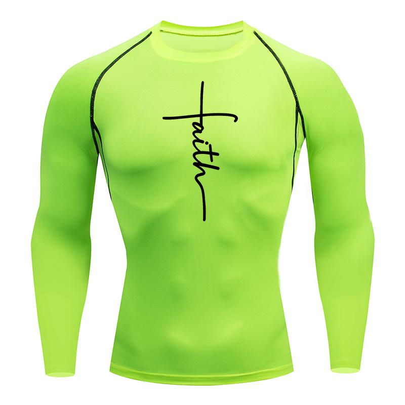 Christian Workout Compression Shirts Graphic Long Sleeve Rash Guard Athletic Quick Dry Tees Tops Mens Gym Undershirts Baselayers