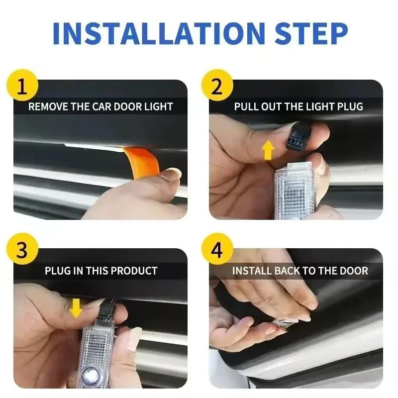 2Pcs LED Car Door Welcome Light For BMW E70 F15 E92 E60 E61 E65 F01 F02 F10 F15 F30 F48 M5 G30 G38 X1 X2 X3 X4 X5 X6 M3 HD5