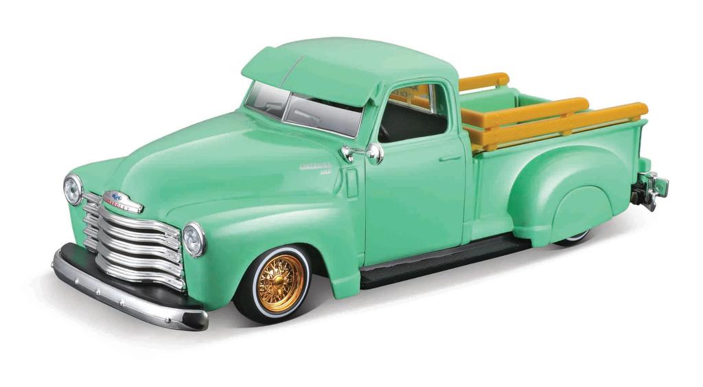 Maisto Scale Chevrolet 3100 Pickup 1950 Green Custom Lowrider Diecast Model Car 32545 1/25 (Finished Model)