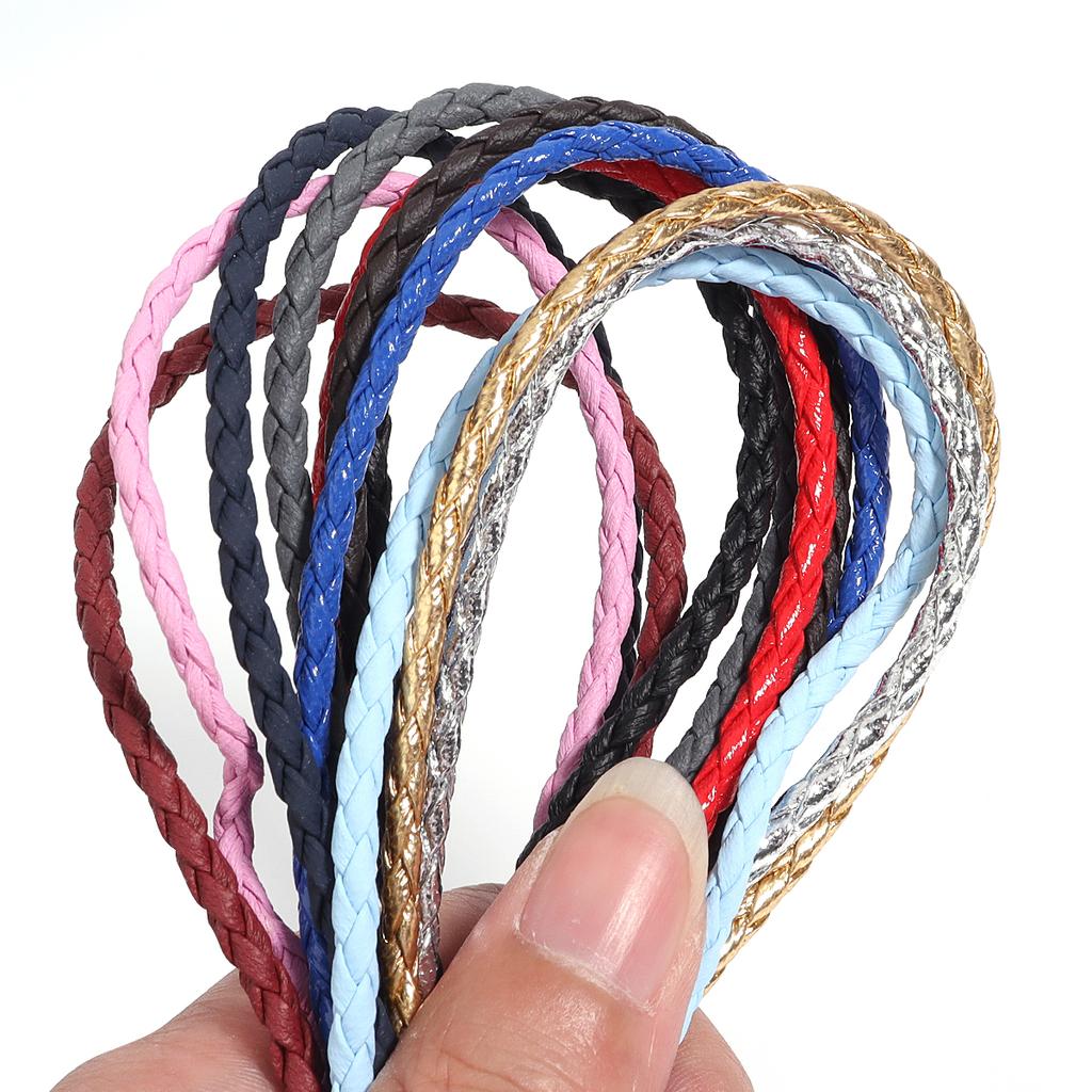 10 Meter 3mm Geflochtene Lederkordel Seil 4 Stränge Weiche PU-Lederkordel Für DIY Schmuckherstellung Halsketten Weben Armband Anhänger Dekoration