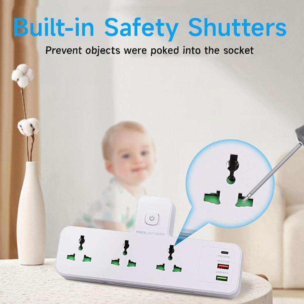 6-in-1 Cube Electrical Extender Outlet Power Adaptor Household Multi Plug Extension SocketPD3.0 20W USB Wall Charger