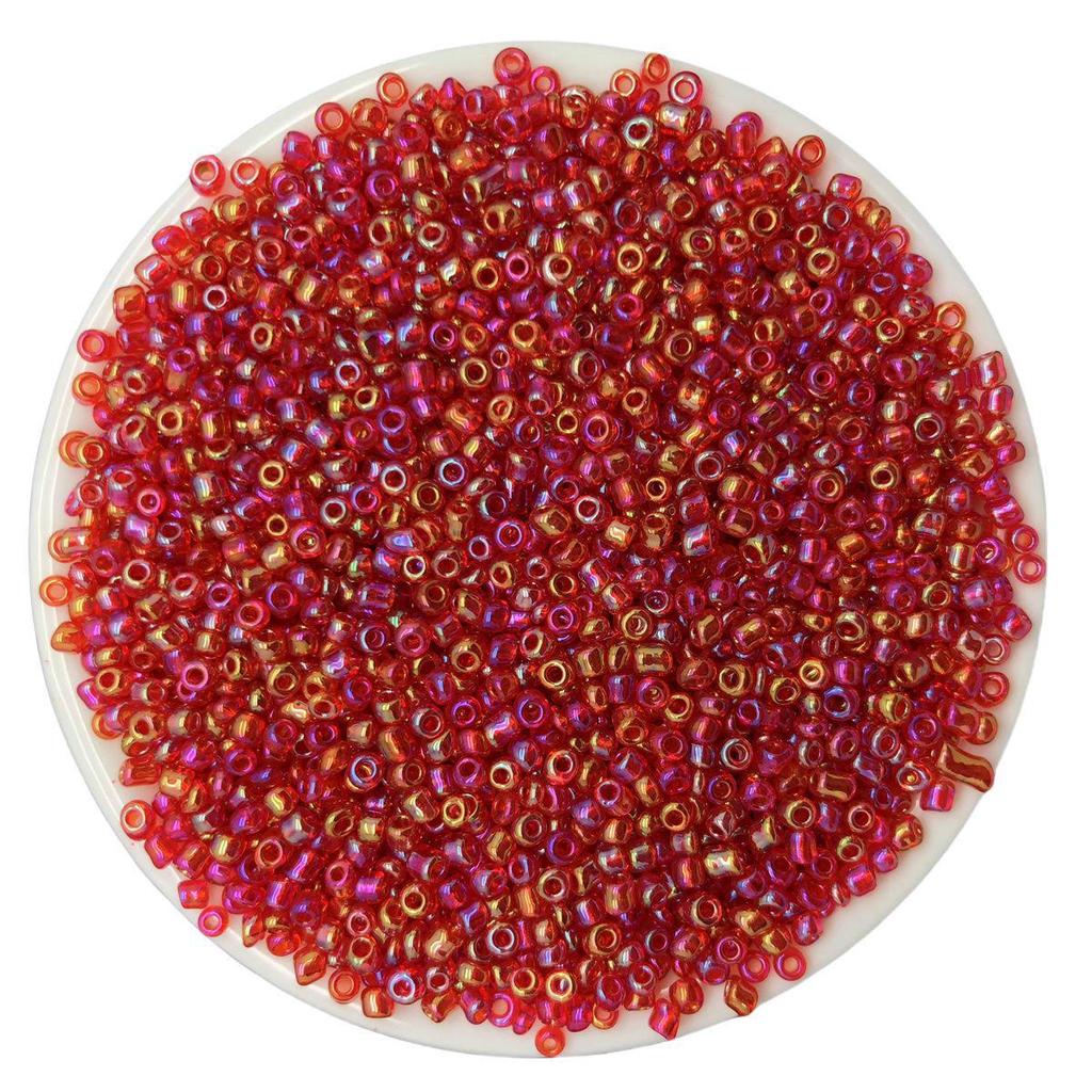 Solid Color 2/3/4mm Glass Seed Beads, Silver Lined, Dyed AB Cream, Round for Handmade Beading & Bracelets.