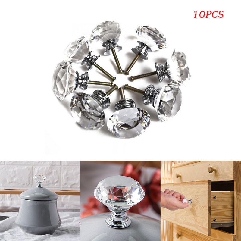 Premium Quality 10pcs Crystal Glass Cabinet Knob With Sparkling Diamond Design