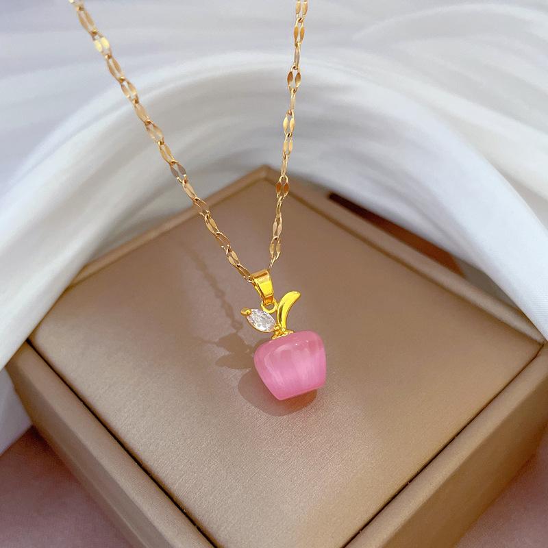 Auspicious Apple Opal With Diamonds Apple With Diamonds Christmas Flat An Night Flat An Fruit Necklace