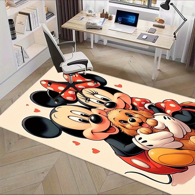 1pc Office Carpet, Under Chair Rug, Mickey Mouse and Minnie Mouse with Puppy Design, Soft and Warm Floor Mat for Room