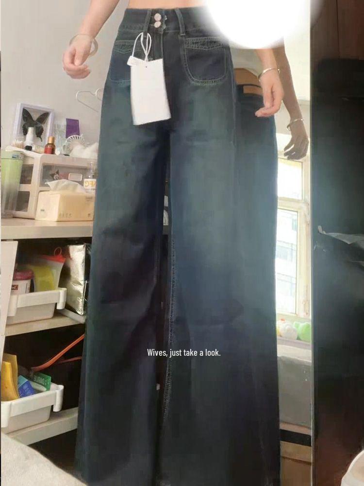 2025 Retro Wide-Leg Plus Size Jeans for Women - Slimming Pear Shape Fit, Loose BF Lazy Style
