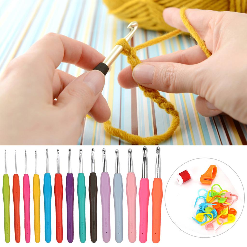 14PCs TPR Crochet Hooks Knitting Tool Sewing Parts Comfortable Crafts Weaving Gifts
