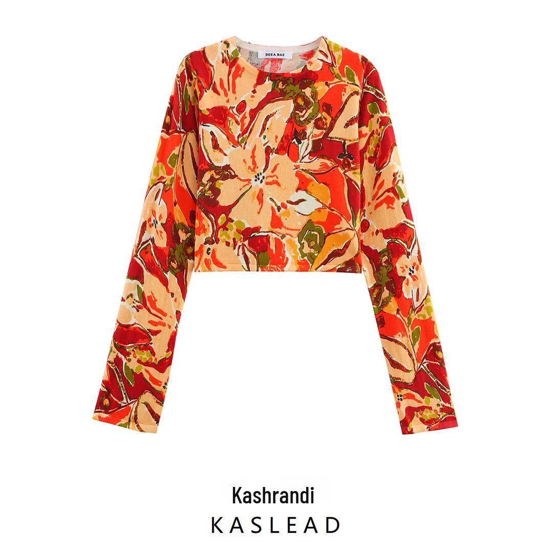 

2025 Spring Women s European & American Style Fashion Print Knitted Top 2142036 Large