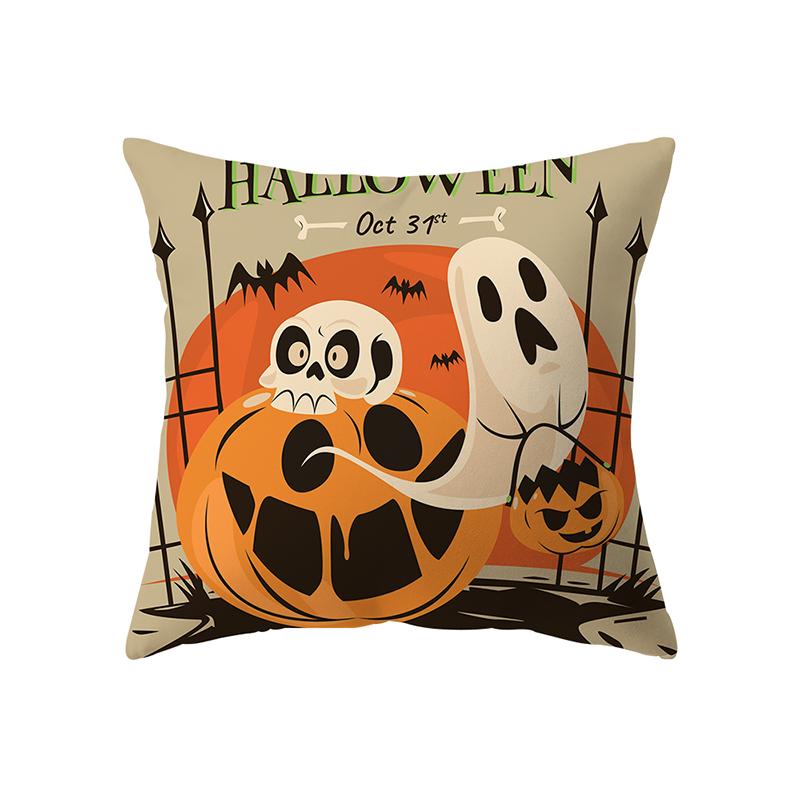 Home Decor Halloween Theme Scary Pumpkin Print Pattern Cushion Cover Sofa Decoration Square Polyester Throw Pillow Cover
