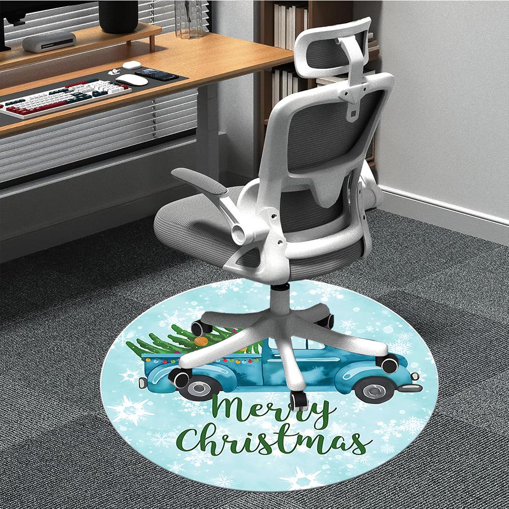 

1pc Christmas Print Chair Carpet for Office, Round Polyester Mat, Indoor Decor for Office, Washable Non-slip Carpet yy251219021 80cm by 80cm