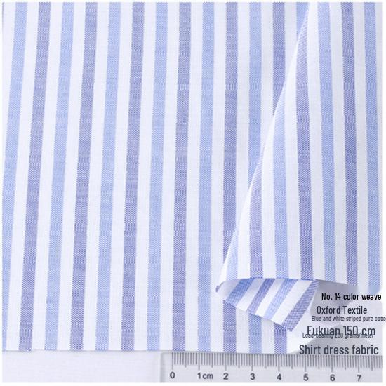 Blue, White, Gray Striped Cotton Fabric for Summer Shirts and Work Dresses