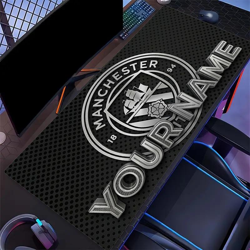 Custom Name,Manchester City Mouse Pad, Large Gaming Desk Mat, Non-slip XXL Mousepad for Laptop & Tablet, Mini PC Playmat with Stitched Edges