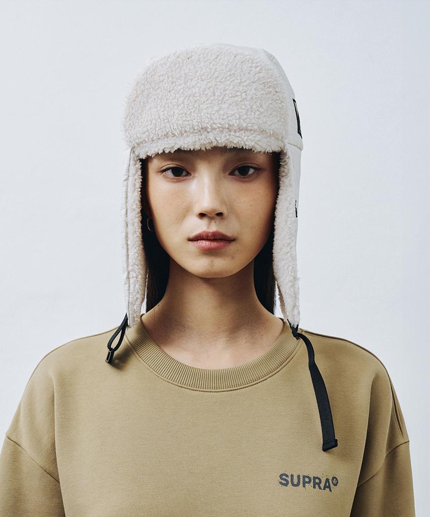 SUPRA Label Point Trapper Hat (Ivory)