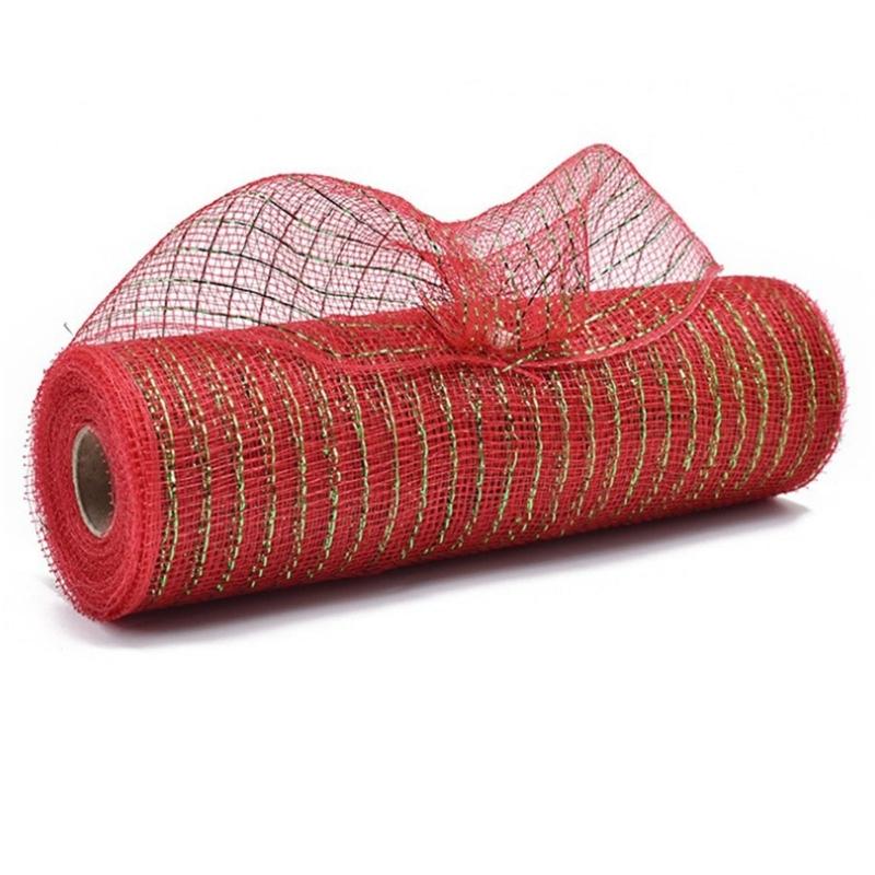 Deco Net Ribbon 10Inchx10Yard Metallic Foil Poly Net Ribbon For Wreath Crafting Holiday Decoration and Wrapping