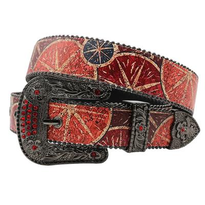 European And American Popular Rhinestone Printing Belt Y2K Hip Hop Punk Trend Pu Leather Belt