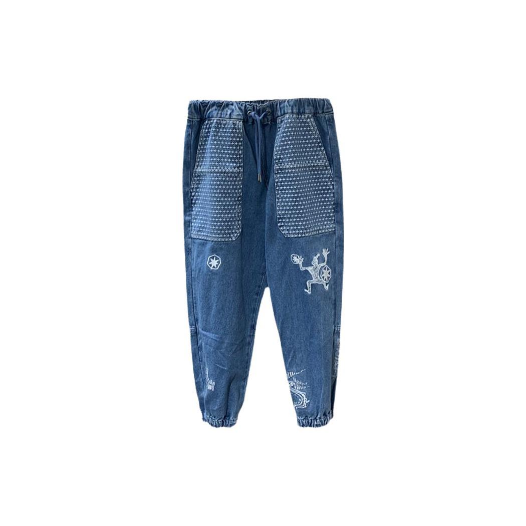Джинсы Li Ning Мужские Синие Умеренно Подвернутые Брюки AJQR023-1 S