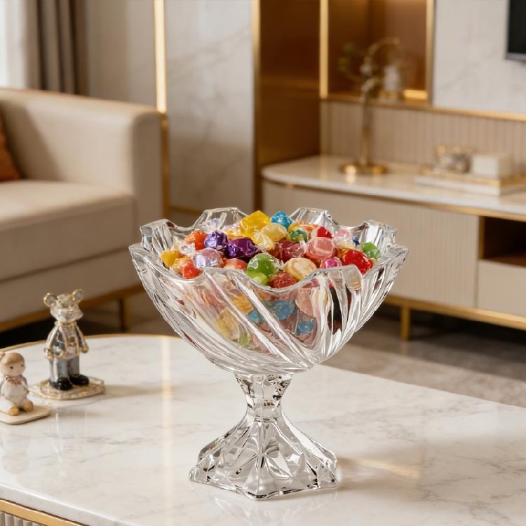 Crystal Glass Fruit Bowl Decorative Bowl for Home Decors Pedestal Bowl for Party Dining Table Centerpieces Serving Bowl