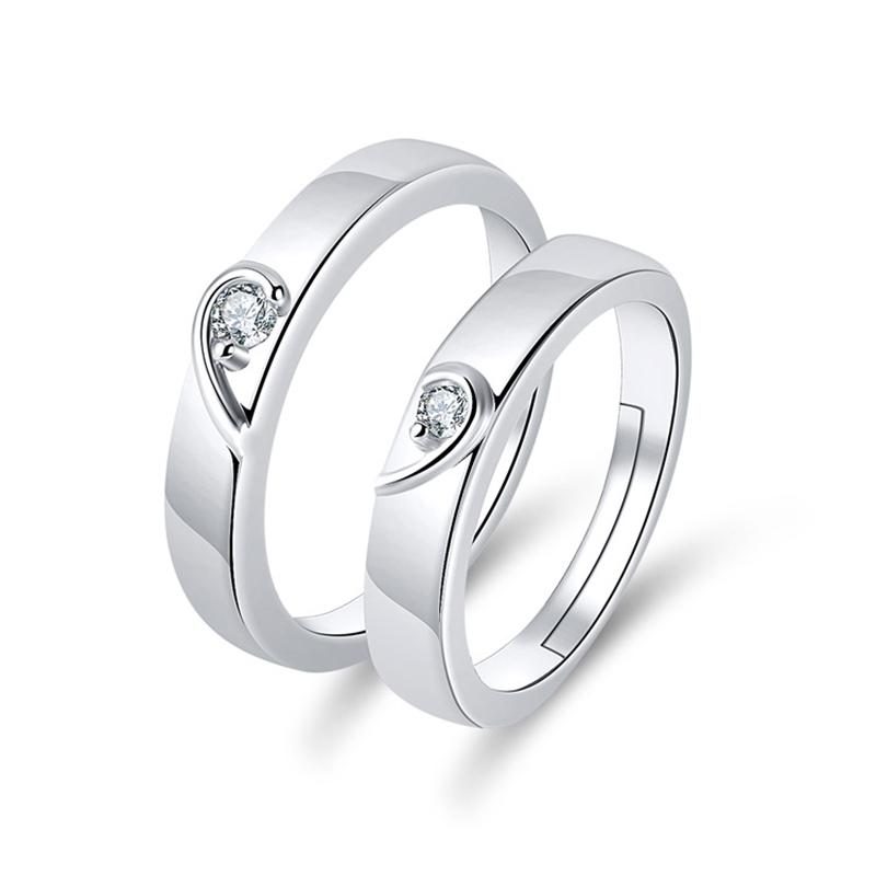 Classic Couple Rings For Men Women CZ Stone Trendy Wedding Lovers' Ring Jewelry Romantic Valentine's Day Present Ring Accessory
