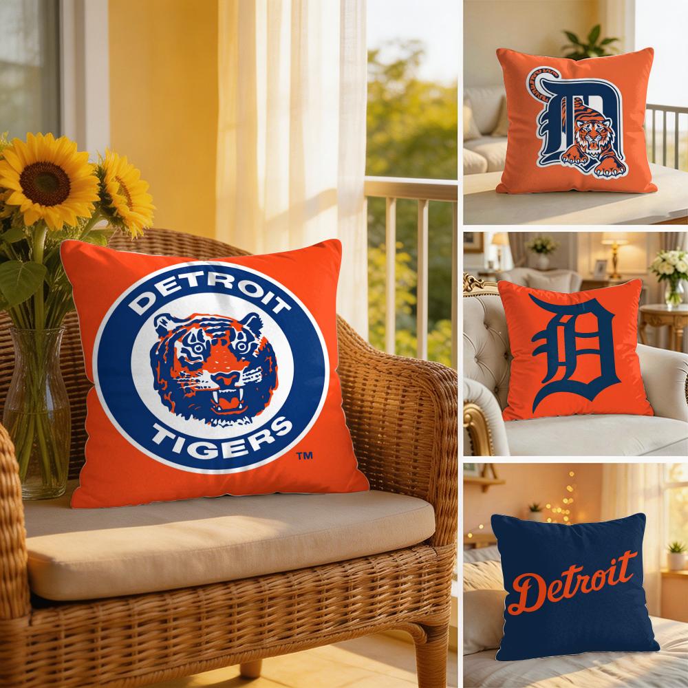 DDetroit TTigersS Cushion Cover Soft Plush Throw Pillow Cover DoubleSided Decorative Cushion Case Sofa Bedroom Home Decor