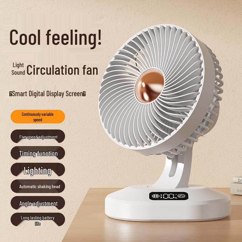 Wireless Charging Desktop Fan with Automatic Head Shaking