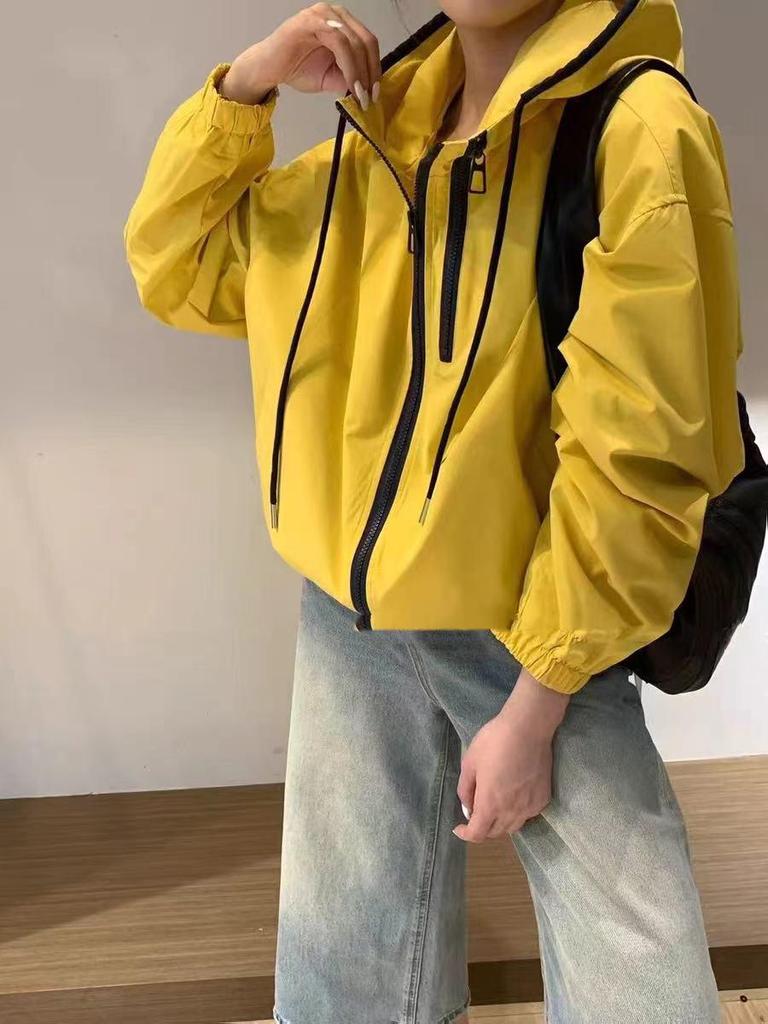 Korean Style Color Block Double Zipper Windbreaker: 2025 Spring/Autumn Versatile Casual Jacket
