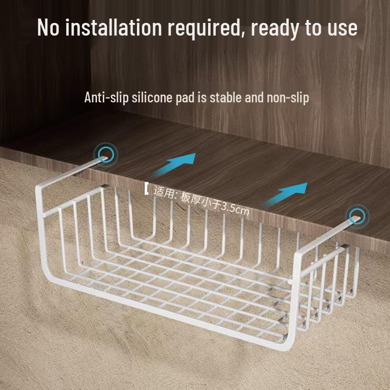 Wall-Mounted Multi-Functional Kitchen Storage Rack - Punch-Free Hanging Basket for Dorms