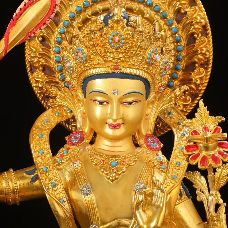 Boutique Tibet Tibetan Copper Tantra Copper Gilt Manjushri Bodhisattva Tabletop Ornament