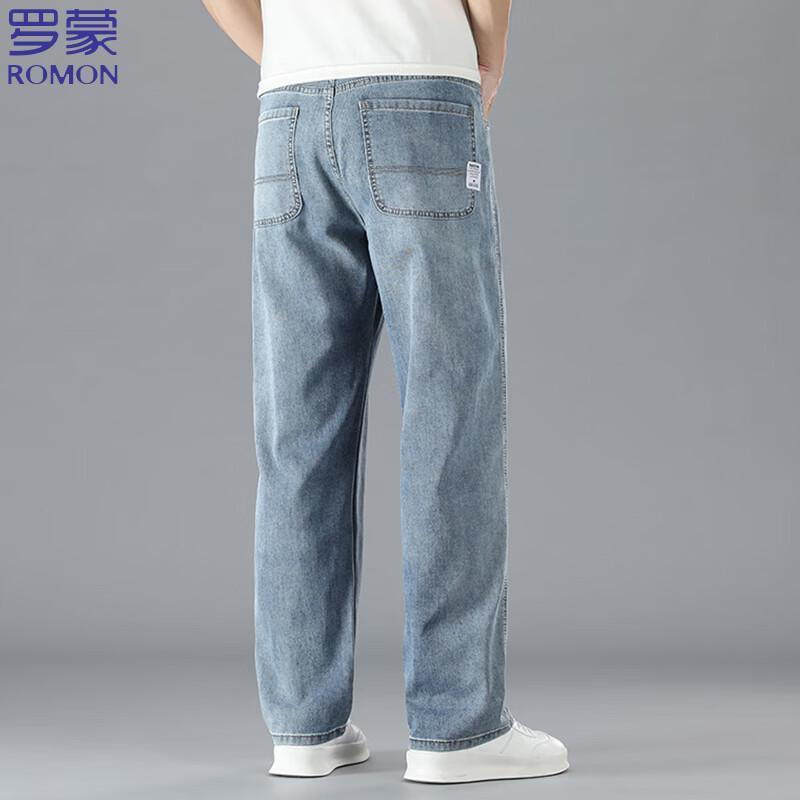 ROMON Men's Relaxed Fit Straight Leg Business Casual Stretch Jeans