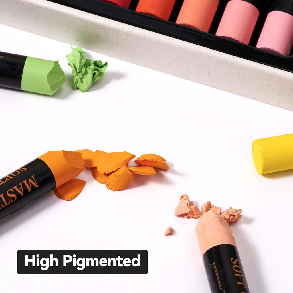 LIGHTWISH Professional Soft Oil Pastels 52-Piece Set (48 Colors + 4 White) | High-Density Pigments, Creamy Color Development | Suitable for Layering a