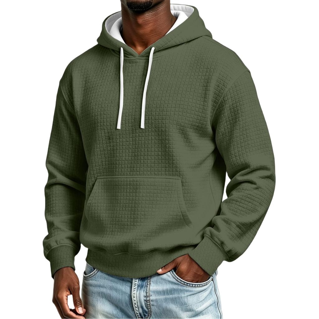 Men's Knit Hooded Sweatshirt Color Casual Winter Pullover