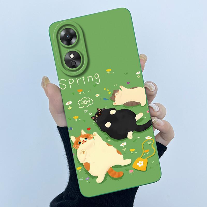 For OPPO A17 A17K 2022 CPH2477 Case Back Cover Cute Panda Sweet Girls Soft Silicone TPU Phone Case Shockproof Protective Casing