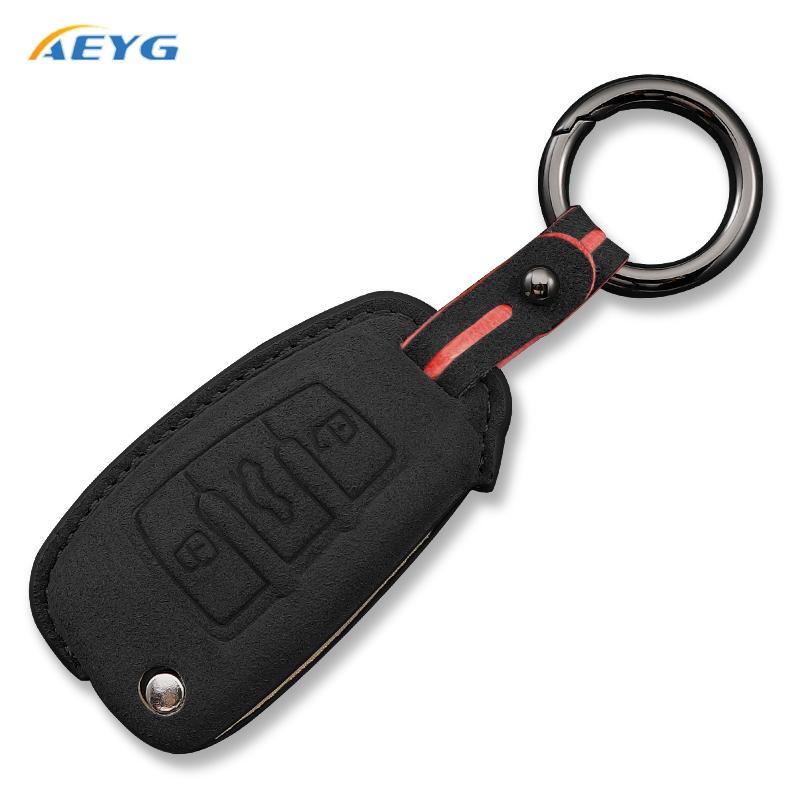 

Leather Suede Style Car Key Case Cover Shell for A3 8L 8P A4 B6 B7 B8 A6 C5 C6 4F RS3 Q3 Q7 TT 8L 8V S3 Key Fob Accessories