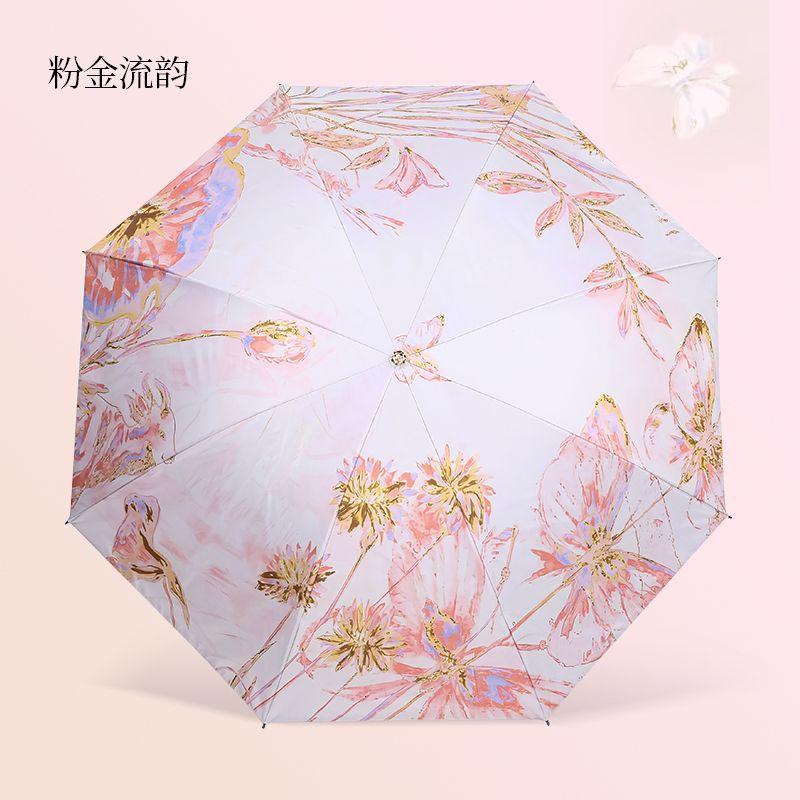 Double-layer sun umbrella vinyl sunscreen UV protection parasol double-sided printing weather and rain manual umbrella female