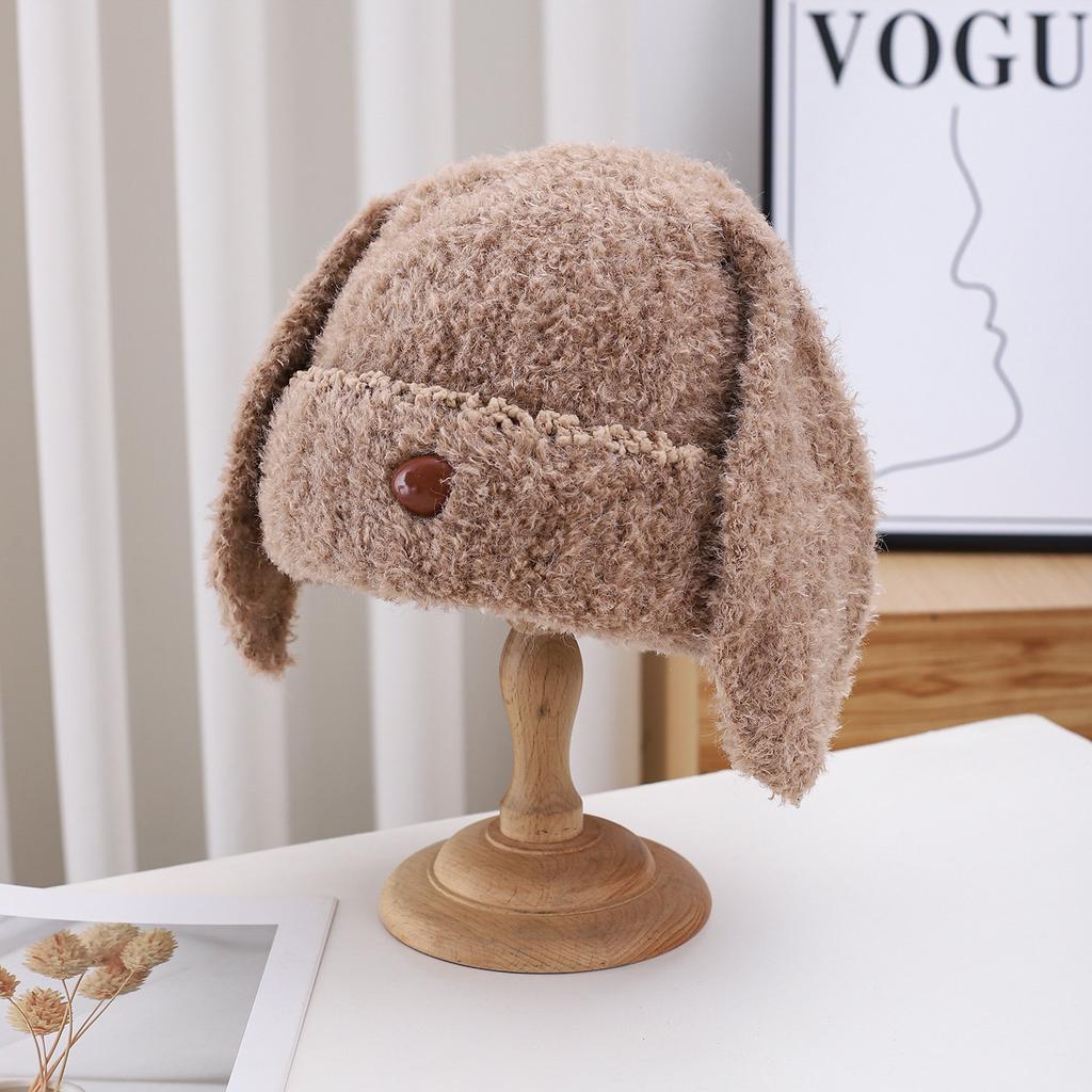Autumn And Winter Plush Thermal Hat Children'S Ear Protector Knitted Plush Casual Fashion Cute Student Cold Cotton Hat