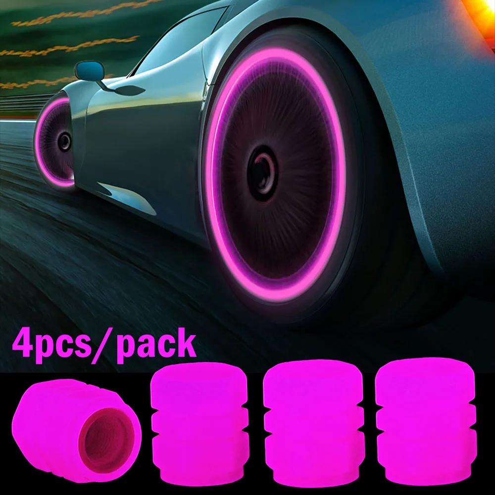 1/4/8pcs  Luminous Car Tire Valve Cap Fluorescent Night Glowing Decor Motorcycle Bike Wheel Nozzle Dustproof Tyre Valve Stem Cap