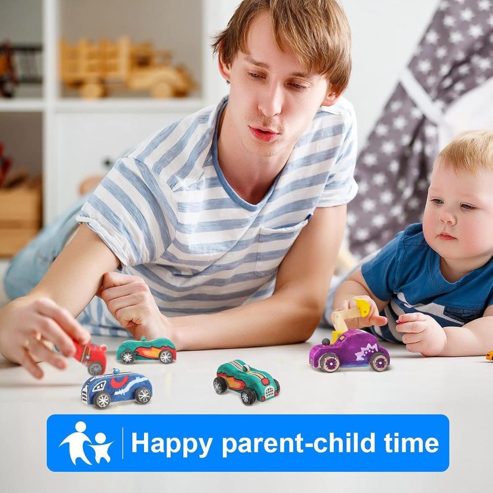 6 Stück/Set Holzmaterial DIY Malautos Handgefertigt Pädagogisch Handgefertigtes Spielzeug Leichte Malfläche Graffiti Auto