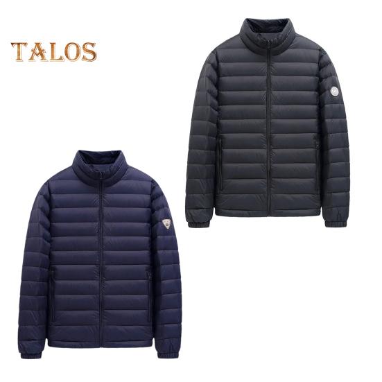 Men Cotton Coat Stand-Up Collar Long Sleeve Solid Color Quilted Jacket with Pockets Winter Lightweight Short Outwear