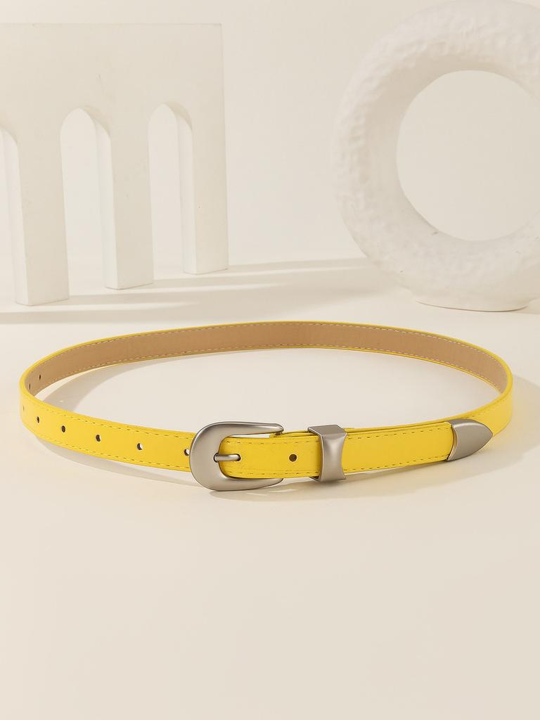 Solid Color Simple Metal Buckle Decoration Women Casual Belt For Daily Use