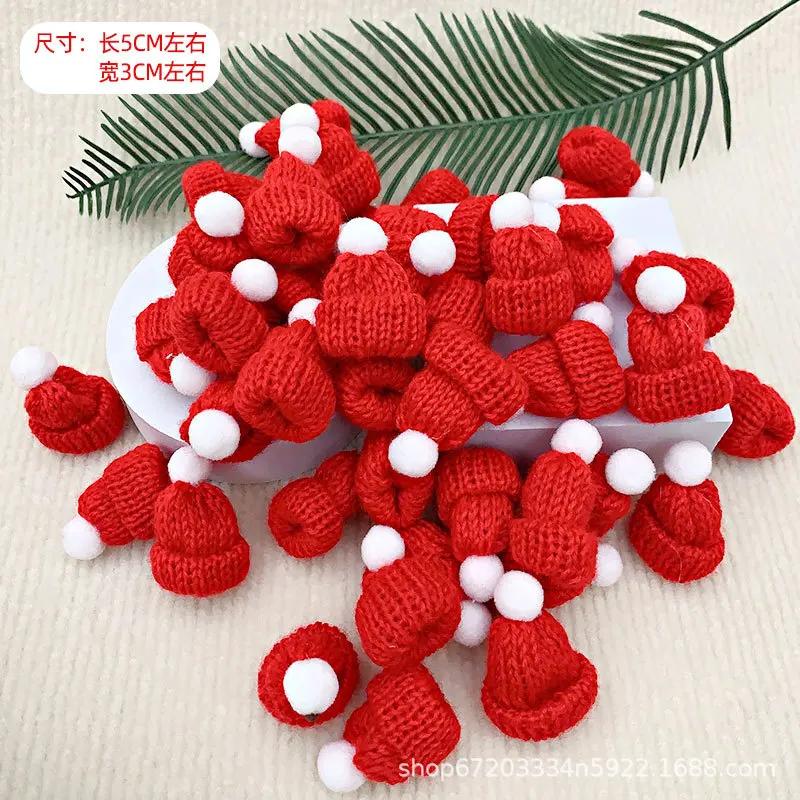 2025 Christmas Mini Knitted Doll Scarf  Hat Polyester Hair Ball Decorative Toy Accessories Strap Pet Scarf