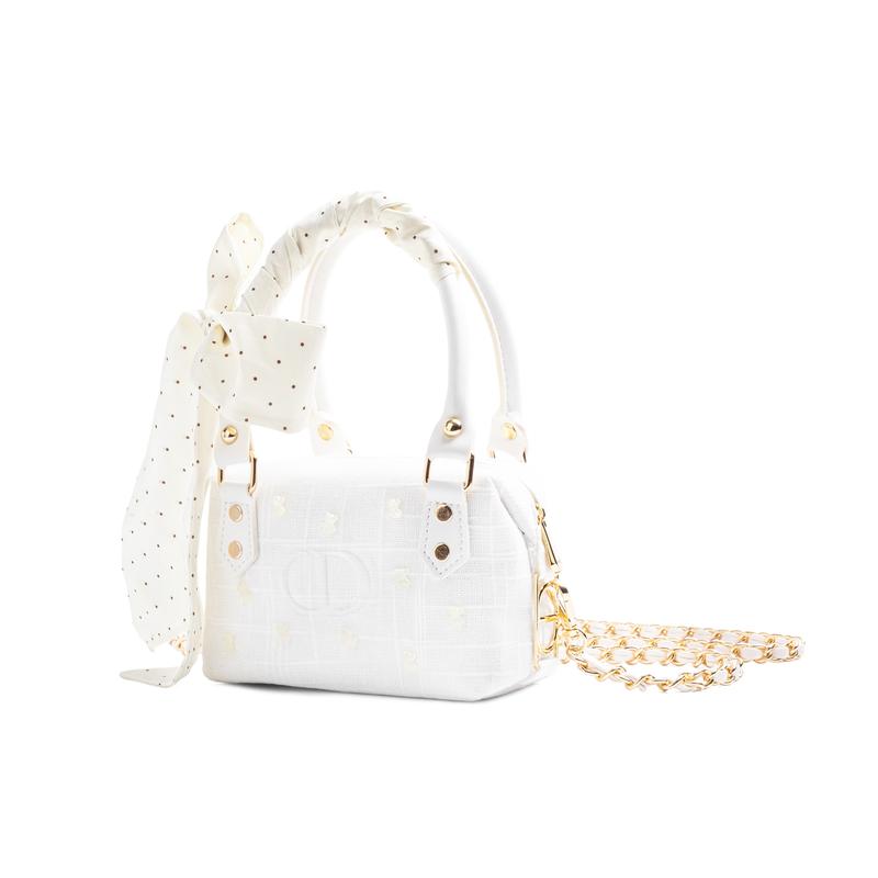 DIOR [Customized Cosmetic Bag] Nipple Jinghe Polka Dot Ribbon Decoration French Romance Gentle and Sweet Feeling Polyester Fiber Storage Bag Portable