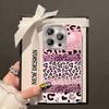 Glitter Leopard Print Printed Glacier Texture Case For iPhone 17 Air 16 15 14 13 12 11 Pro Max 8 Plus Glass Lens Protector Cover