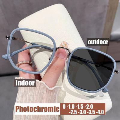 Outdoor Photochromic Myopia Glasses Unisex Ladies Trendy Minus Eyeglasses Luxury Color Changing Near Sight Sunglasses Diopter