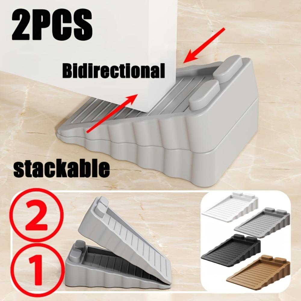 2PCS Home Office Under Door Draft Stopper Stackable Design Door Stopper Anti Collision Windproof Non Slip Soft Rubber Door Stop