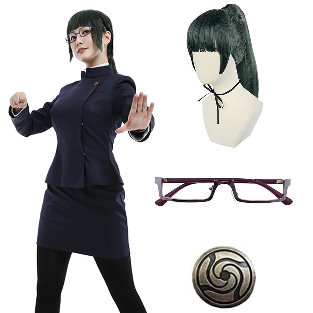 

MOMOcos Jujutsu Kaisen Маки Зенин Костюм для косплея с париком Размер M Комплект униформы