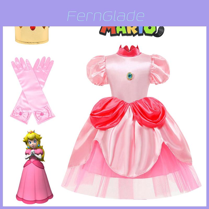 Adorable Princess Peach Dress Costume For Kids Perfect For Halloween And Role Play