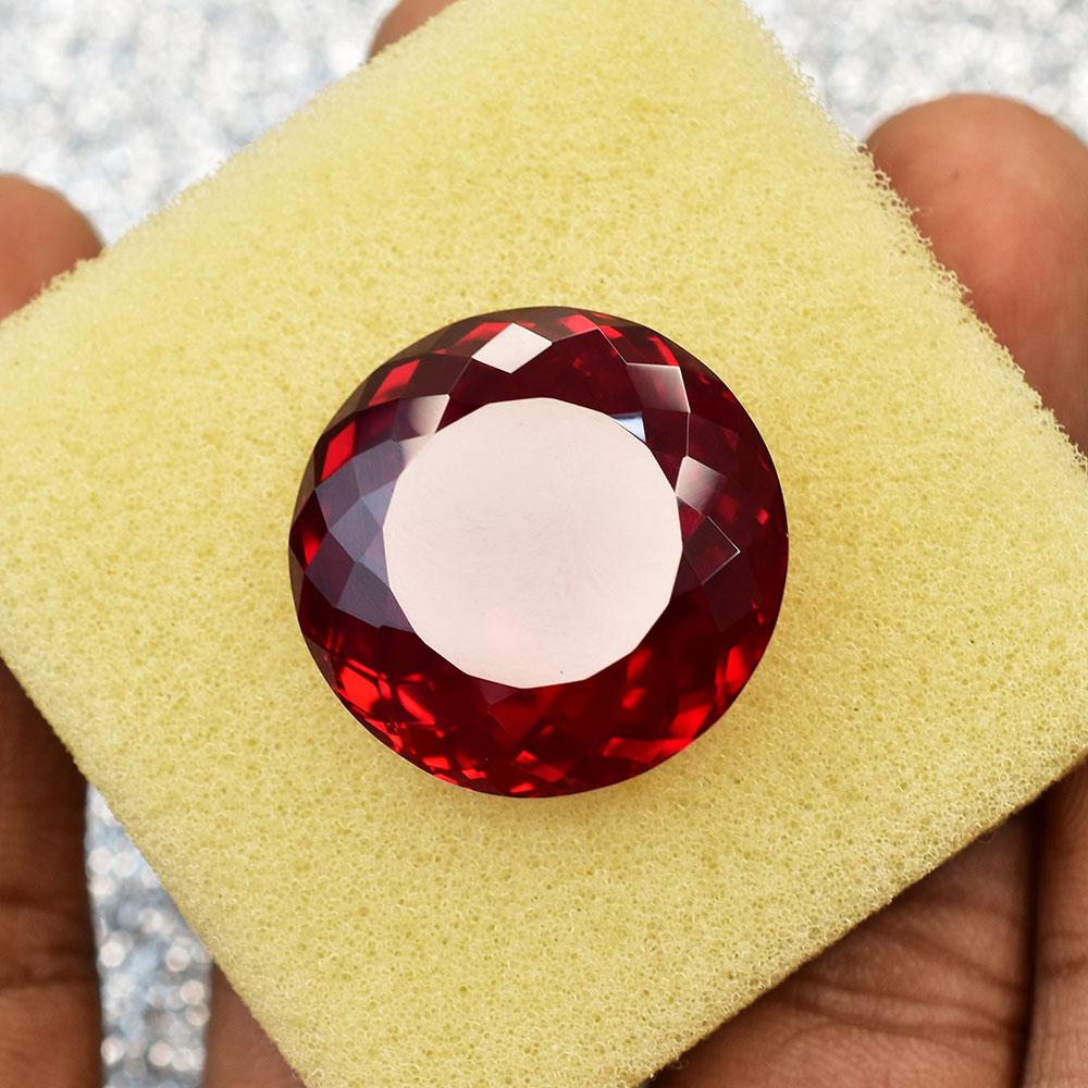 Natural Red Ruby Loose Gemstone 51.5 Ct Round Cut Mozambique for Jewelry Making and Gem Collections