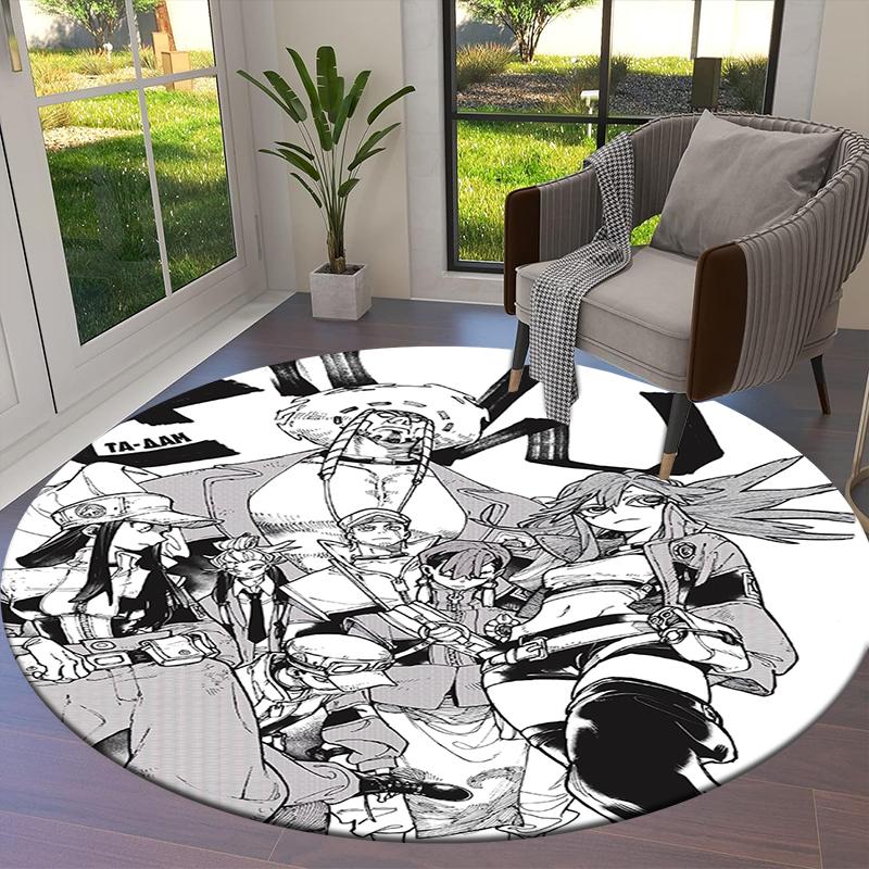 Gachiakuta Anime Round Area Rug,Carpet Rug for Living Room Bedroom Sofa Playroom Decor,Non-slip Floor Mat Q0014