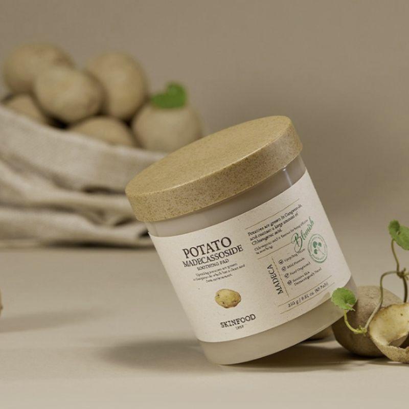 SKINFOOD Potato Madecassoside Soothing Pad 250g 60 Pads – Moisturizing Facial Toner Pads