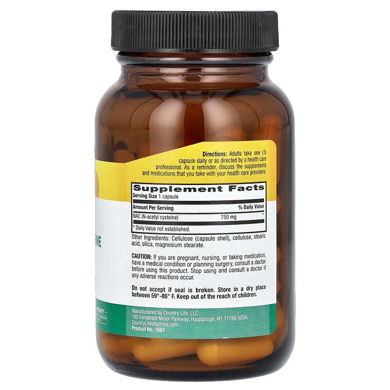 NAC, N-Acetyl Cysteine, 750 Mg, 60 Vegan Capsules